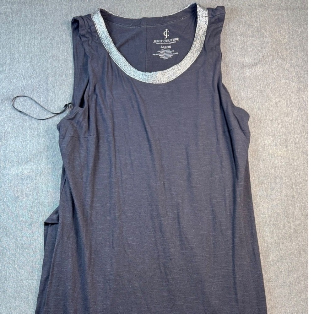 Juicy Couture Los Angeles Black Dress‎ Silver Trim Sleeveless Maxi Large